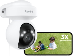 Reolink 4K Wi-Fi 6 PTZ Überwachungskamera Aussen mit Auto-Tracking, 3X Optischem Zoom, 2,4/5GHz WLAN Kamera Outdoor, Person/Auto/Tiererkennung, Farbnachtsicht, 2-Wege-Audio, E1 Outdoor Pro