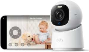 eufy Innenkamera E30, neueste Generation, 4K 8MP UHD Sicherheitskamera, 360° Abdeckung, 6× optischer Zoom, Farbnachtsicht, KI-Erkennung Mensch/Tier/Weinen, Auto-Tracking Mensch/Tier, HomeKit, Weiß