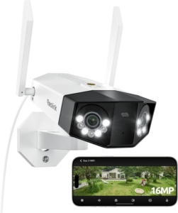 Reolink Duo 3 WiFi, 16MP Wi-Fi 6 Überwachungskamera Aussen WLAN mit 180° Panoramablick, Bewegungsspur, Dual-Lens WLAN Kamera Outdoor, 30m Farbnachtsicht, 24/7 Aufzeichnung, KI-Erkennung, IP67